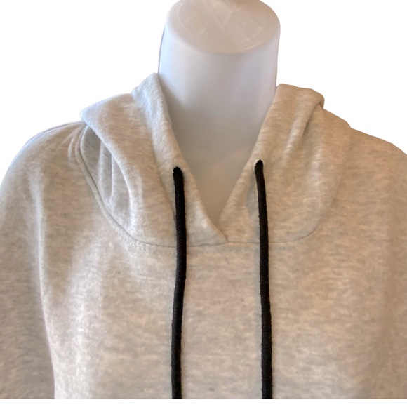 Be You Hooded Sweatshirt Grey With Black Tie Cropped Cut Off Pullover Size SP - Picture 5 of 12